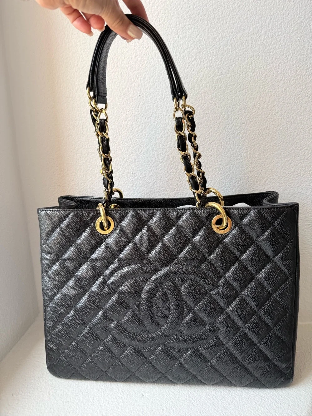 CHANEL Grand Shopping Tote Black Caviar Leather with Gold Hardware - Authentic